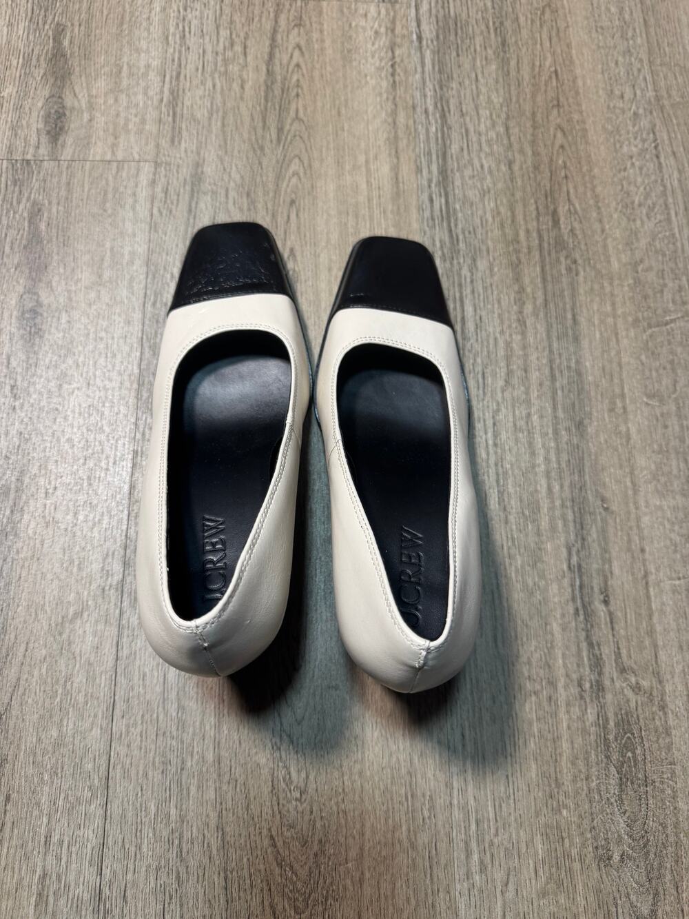 J.Crew Women's Black & White Ava Cap Toe Leather Pumps
